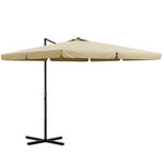OUTSUNNY Parasol déporté carré inclinable manivelle avec piètement croix alu beige