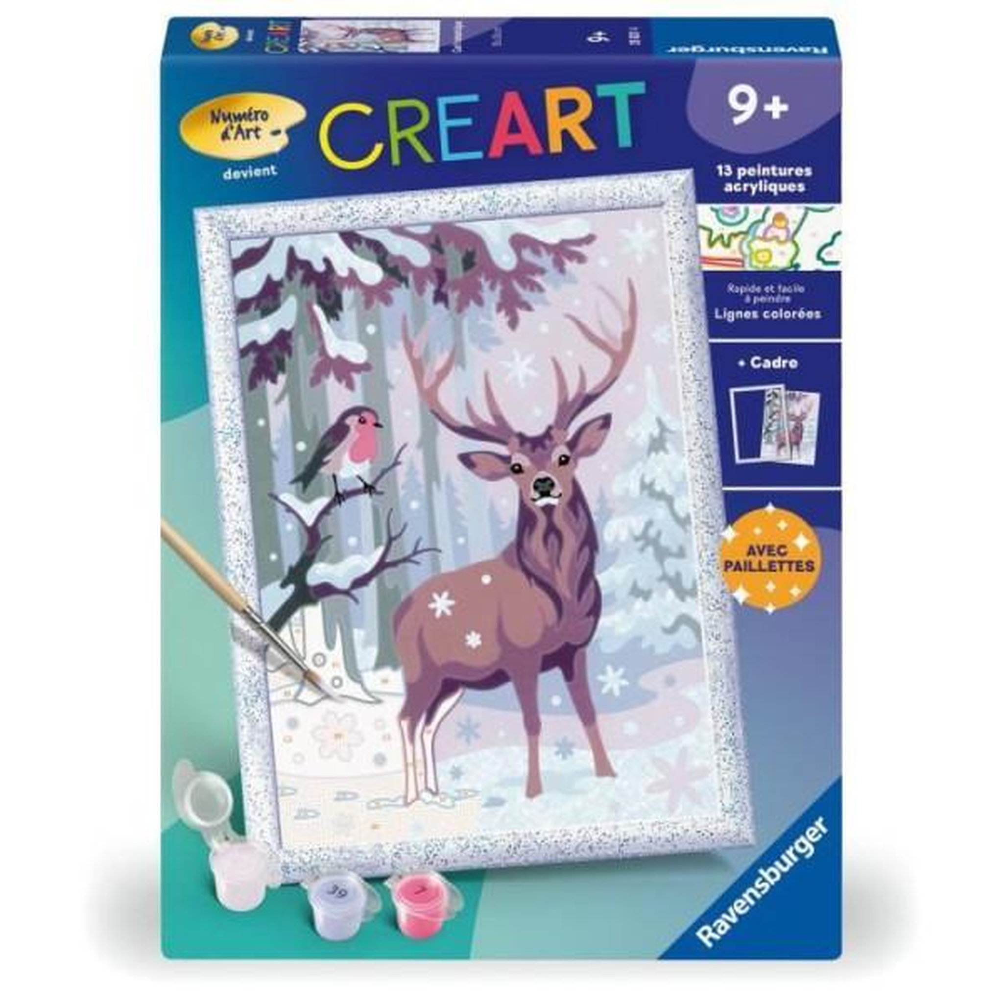 RAVENSBURGER CreArt Kids 18x24cm Cerf romantique, Kit de peinture par numéros Numéro d'Art, Des 9 ans, 25831, Ravensburger