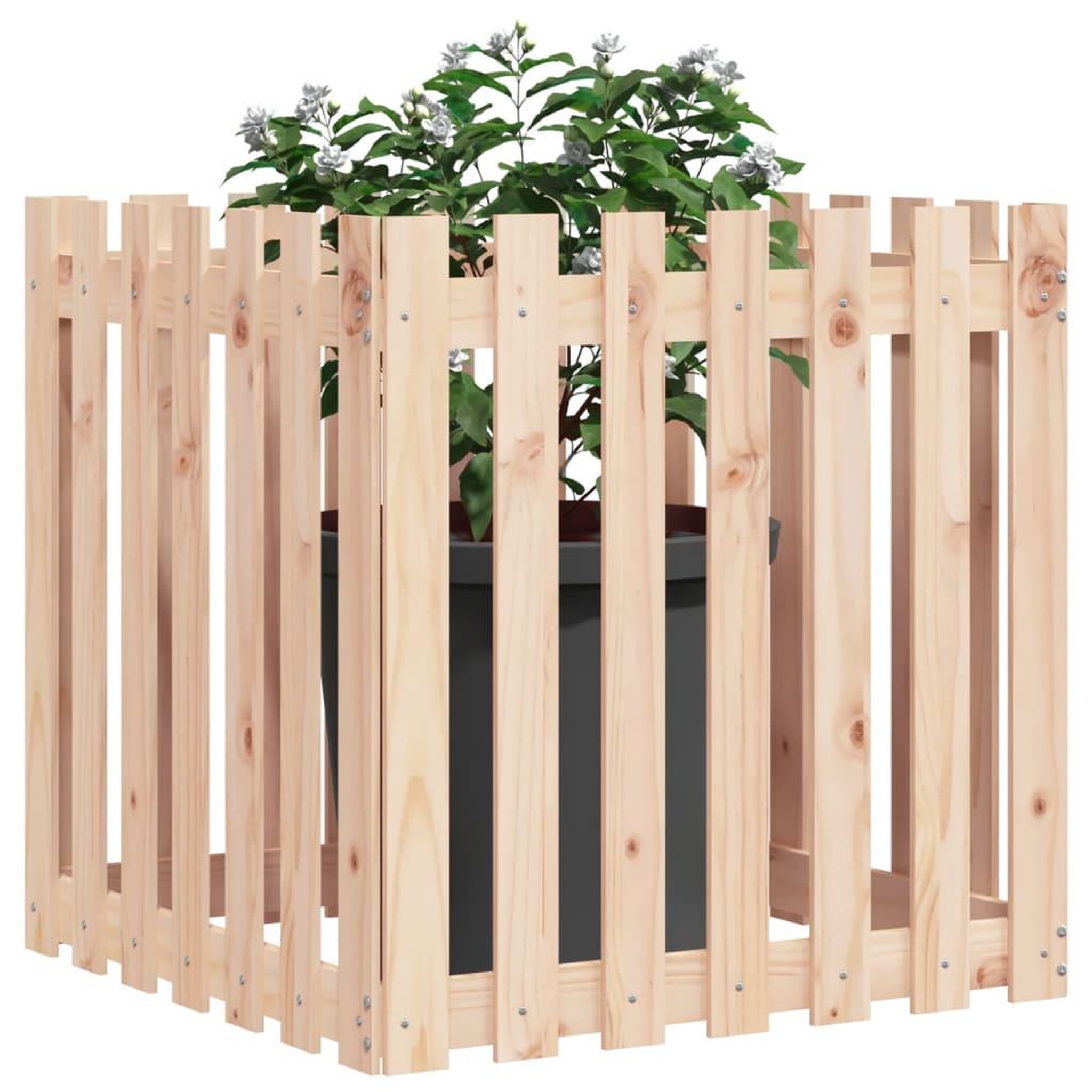Voir la diapositive 3 : VIDAXL Jardiniere avec design de cloture 70x70x70 cm pin massif