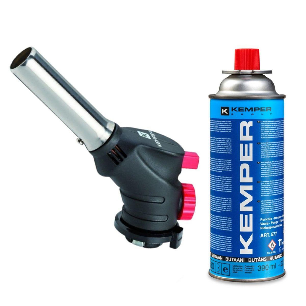 Kemper Chalumeau à gaz Multi-usages Soudure Brasage Cuisine + Cartouche de gaz butane 227gr KEMPER