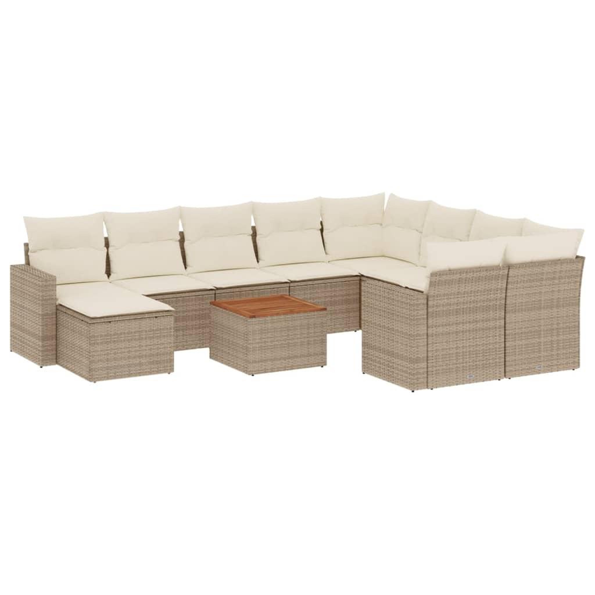 Voir la diapositive 2 : VIDAXL Salon de jardin 11 pcs avec coussins beige resine tressee