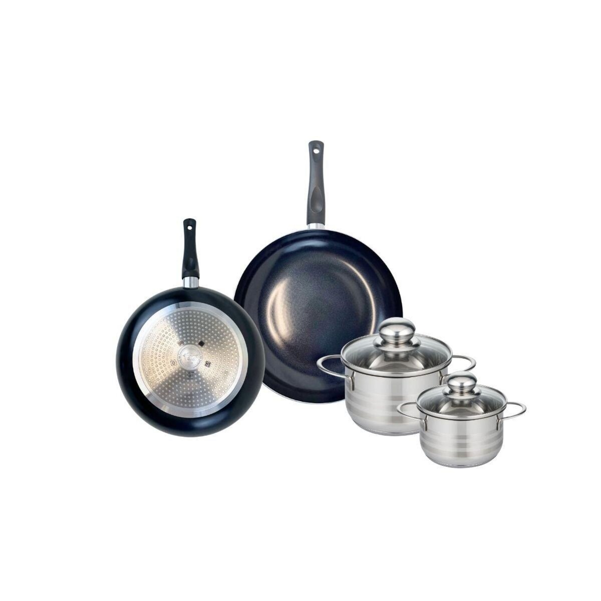 ELO Ensemble de 2 Poêles de cuisson 20 et 24 cm et 2 faitouts 12 et 14 cm Elo Prima Brillant