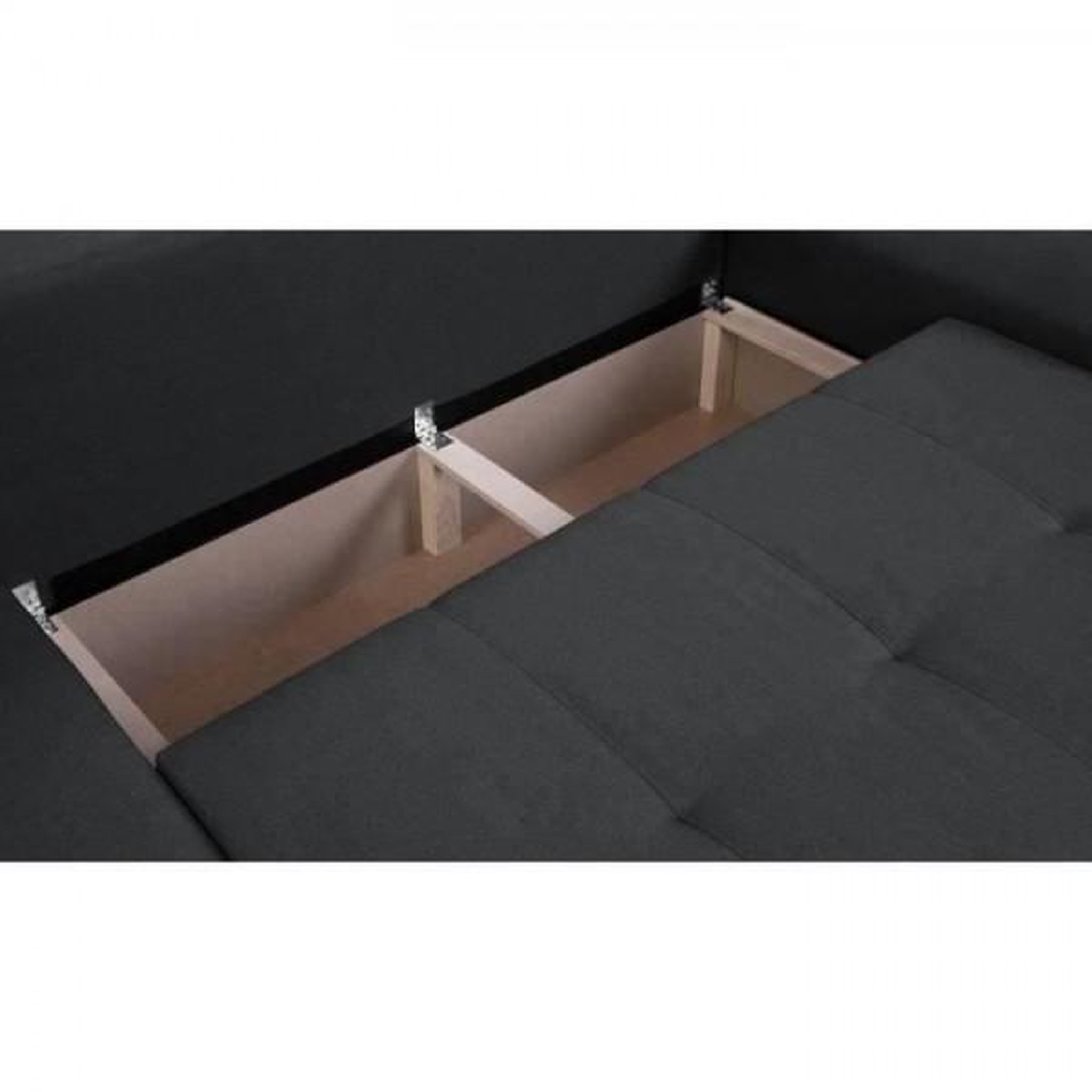 Voir la diapositive 6 : MARKET24 Canapé d'angle convertible réversible 5 places Indian - Tissu gris foncé - L 289 x P 94/188 x H 88 cm