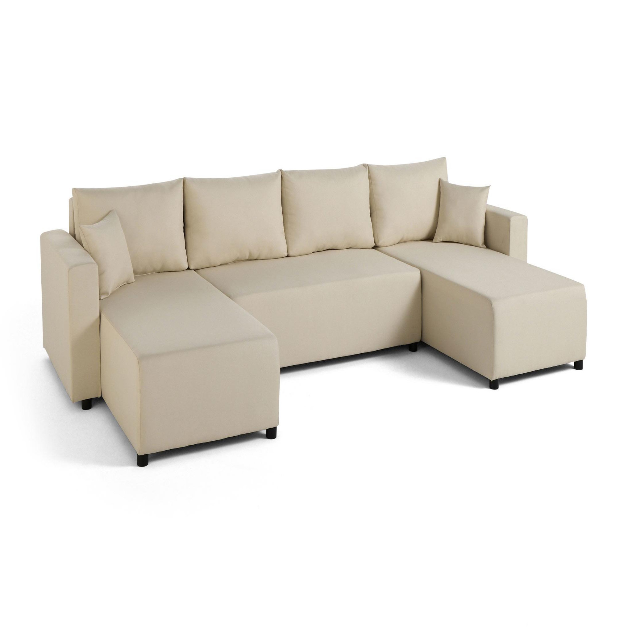Voir la diapositive 2 : BEST MOBILIER Regala - canapé panoramique - 7 places - convertible avec coffre - en tissu