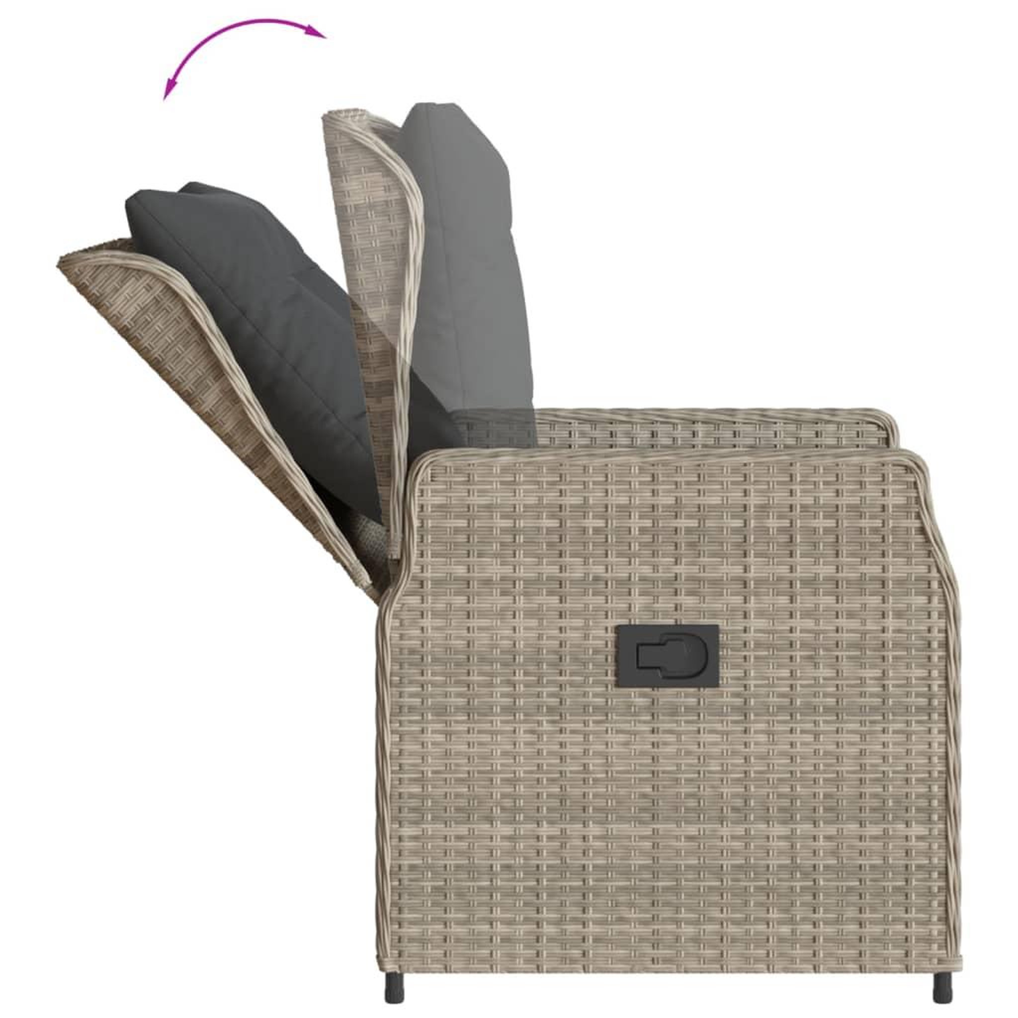 Voir la diapositive 5 : VIDAXL Ensemble a manger de jardin et coussins 7 pcs gris clair rotin
