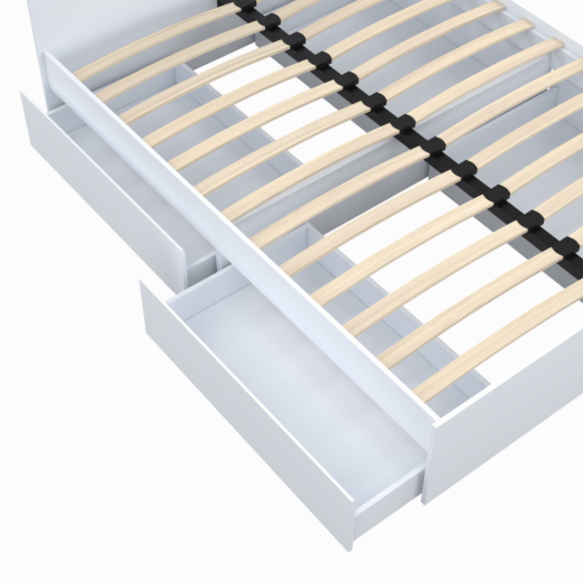 ID MARKET Lit double OMAHA 4 tiroirs sur roulettes avec tête de lit et sommier 140 x 190 cm blanc