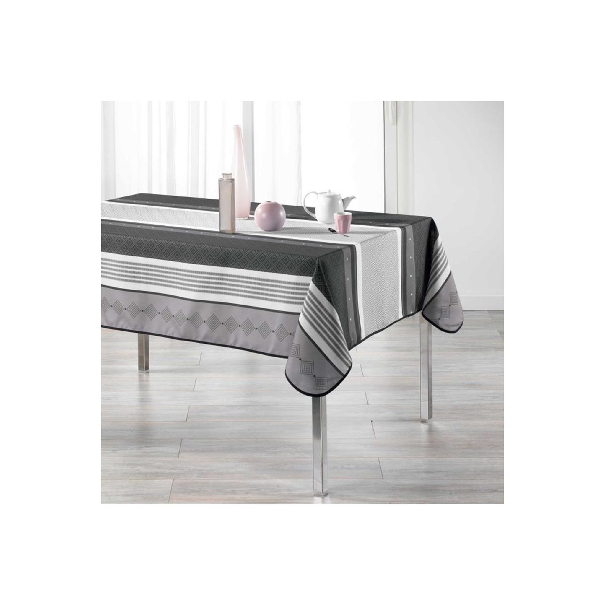 Douceur d'Intérieur Nappe rectangulaire imprimée  atrium  150x240cm anthracite