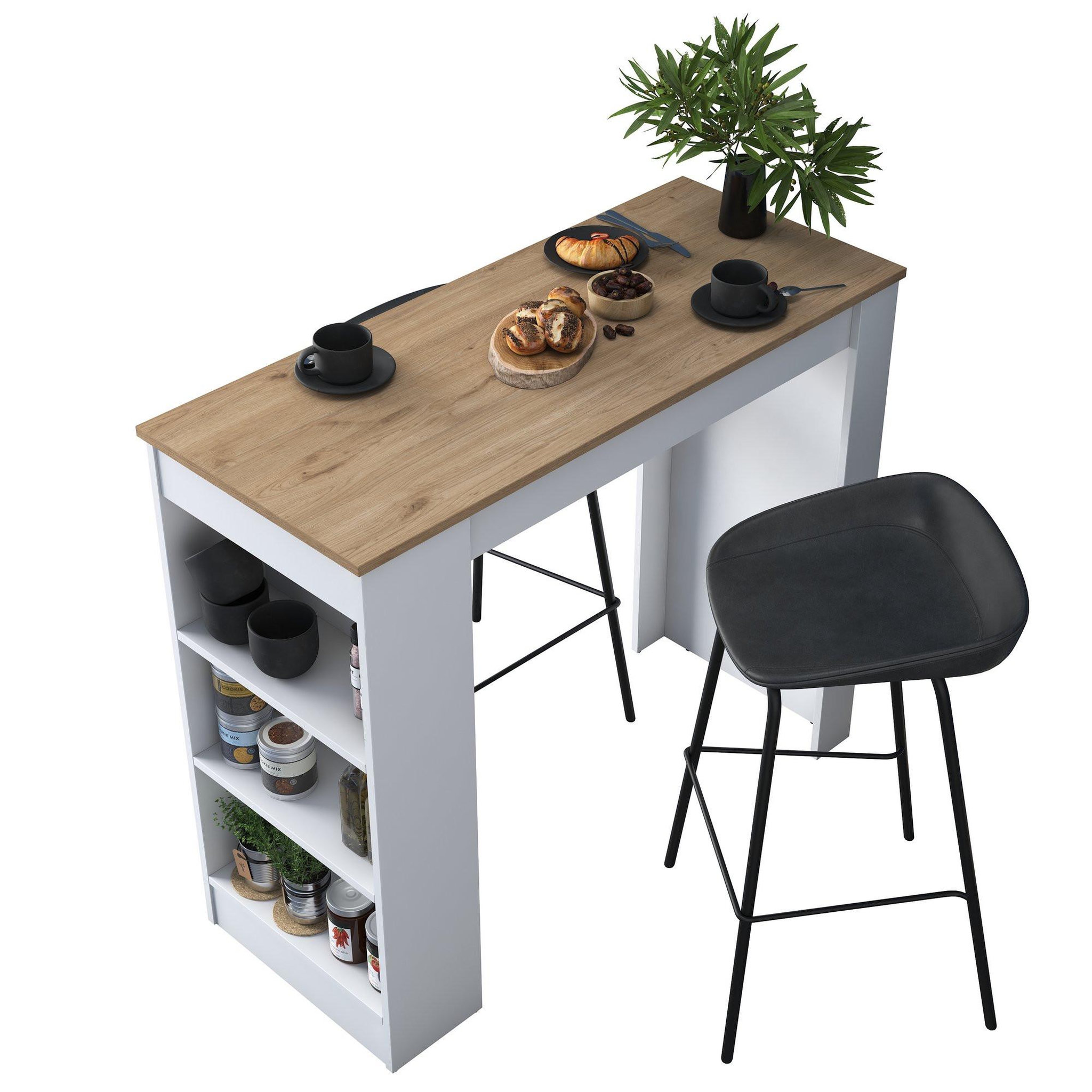 Voir la diapositive 4 : Habitat et Jardin Table de repas en bois  juan  - 120 x 50 x 100 cm - marron