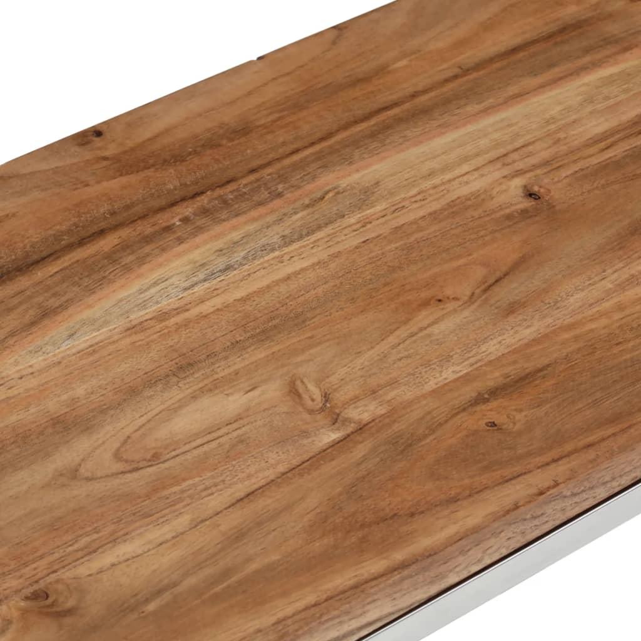 Voir la diapositive 5 : VIDAXL Table console argente acier inoxydable et bois massif d'acacia