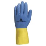 Delta Plus Gant trempé DUOCOLOR VE330 en latex floqué coton bleu jauneT8,5 DELTA PLUS VE330BJ08
