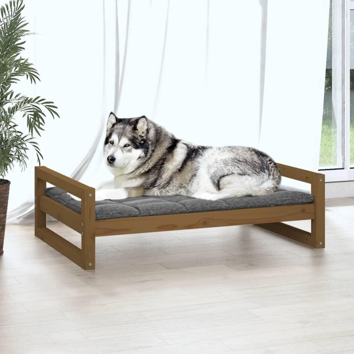 VIDAXL Lit pour chien Marron miel 105,5x75,5x28 cm Bois de pin solide