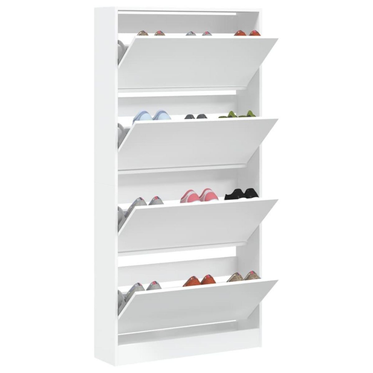 VIDAXL Armoire a chaussures 4 tiroirs rabattables blanc 80x21x163,5 cm