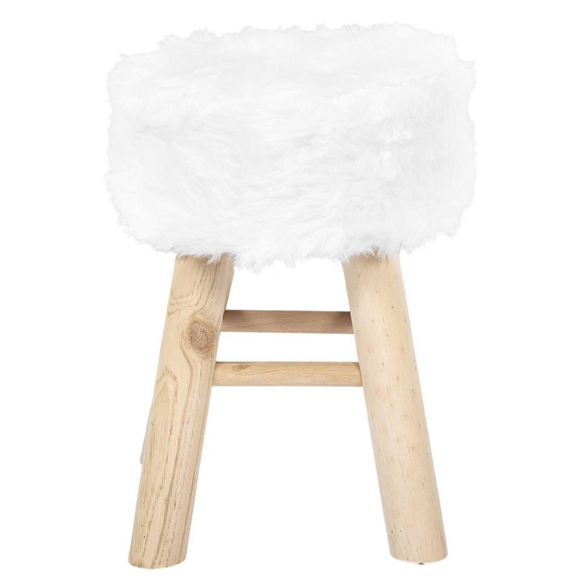 Voir la diapositive 2 : The Home Deco Factory Tabouret imitation fourrure  curtis  40cm blanc
