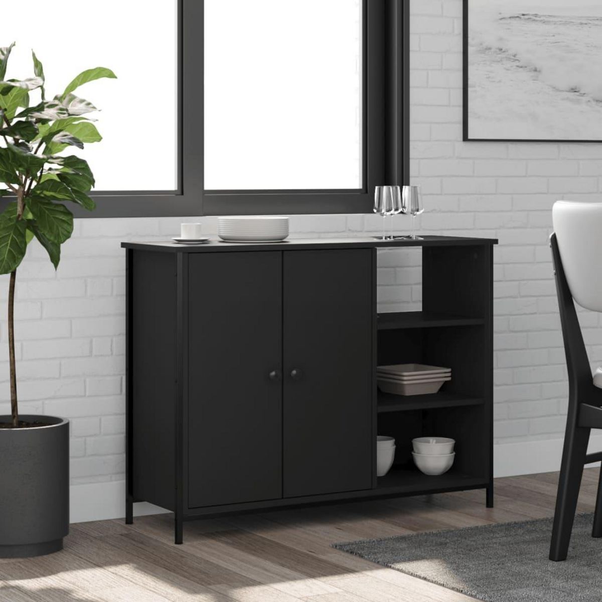VIDAXL Buffet noir 100x33x75 cm bois d'ingenierie