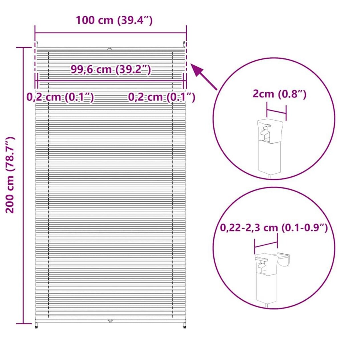 VIDAXL Store plisse 100x200 cm Blanc