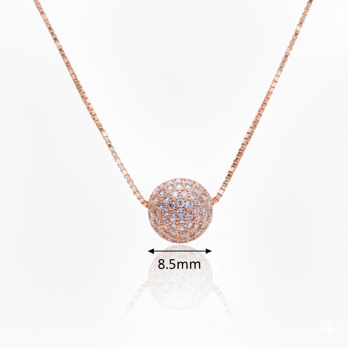 L'ATELIER D'AZUR Collier Argent 925/000 Rose Gold - Boule Pavée de Zirconiums
