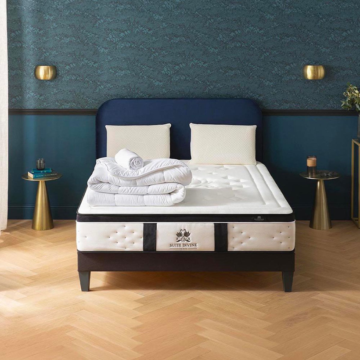 SUITE ETOILEE SUITE ETOILEE | Pack Prêt à dormir SUITE DIVINE | Matelas Mémoire de forme + Sommier + Accessoires