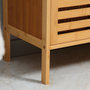 Voir la diapositive 6 : KLEANKIN Meuble sous-vasque 2 portes à lattes - dim. 66L x 29l x 61,5H cm - bois de bambou verni