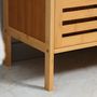 Voir la diapositive 6 : KLEANKIN Meuble sous-vasque 2 portes à lattes - dim. 66L x 29l x 61,5H cm - bois de bambou verni