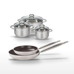 ELO Lot de 3 Faitouts 14/16/24 cm et 2 Poêles 28/32 cm Elo Bistro Line