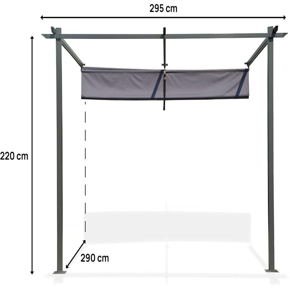 Habitat et Jardin Pergola adossée avec toit rétractable - 3 x 3 m - Gris anthracite