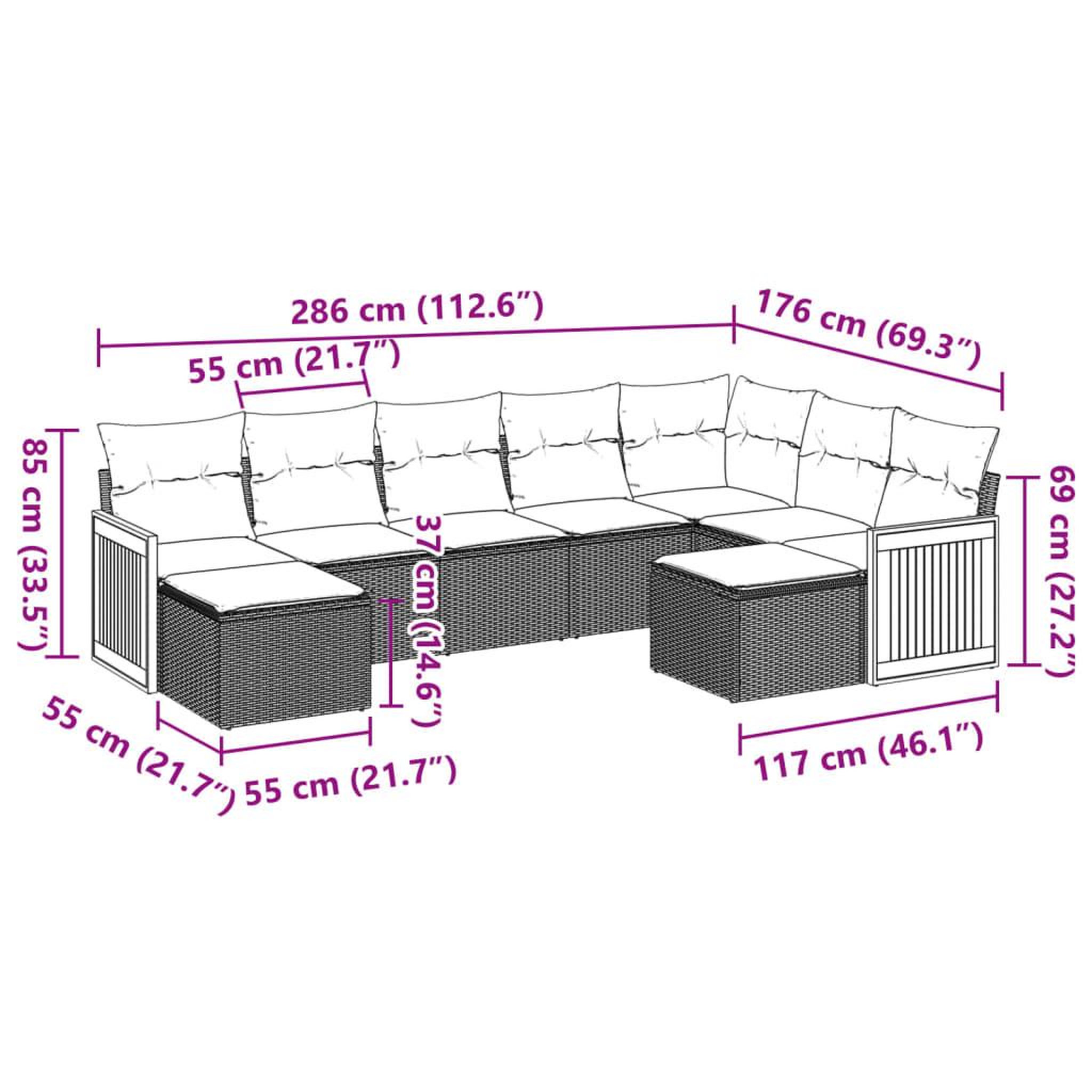 Voir la diapositive 6 : VIDAXL Salon de jardin 9 pcs avec coussins noir resine tressee