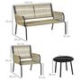 Voir la diapositive 3 : OUTSUNNY Salon de jardin en résine tressée modulable 4 pers. 5 pièces avec 1 canapé 2 fauteuils et 2 tables basses rondes acier sable