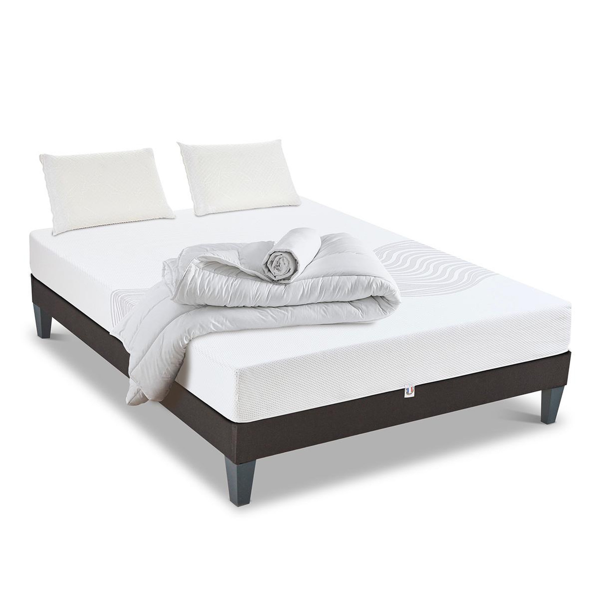 Voir la diapositive 3 : OLYMPE LITERIE Olympe literie | pack prêt à dormir sensitive | matelas mémoire de forme + sommier + accessoires