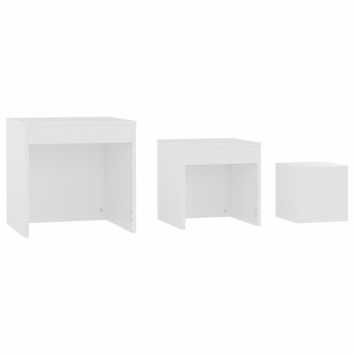 VIDAXL Tables gigognes 3 pcs Blanc Agglomere