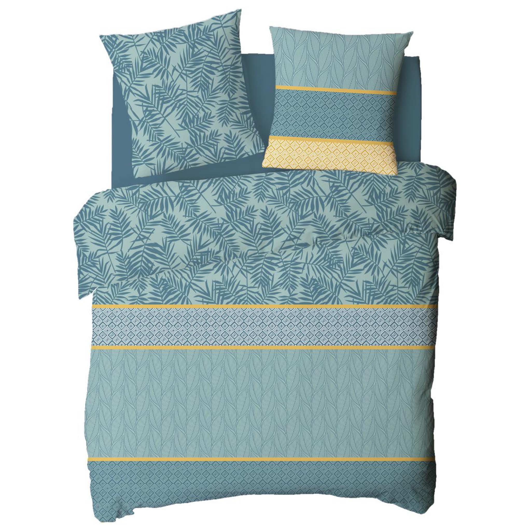 Voir la diapositive 4 : FUTURE HOME Parure de lit 2 personnes en coton 57 fils imprimé vert