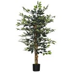 HOMCOM Arbre artificiel plante artificiel ficus banian hauteur 1,3 m tronc branches liane lichen feuilles grand réalisme pot inclus