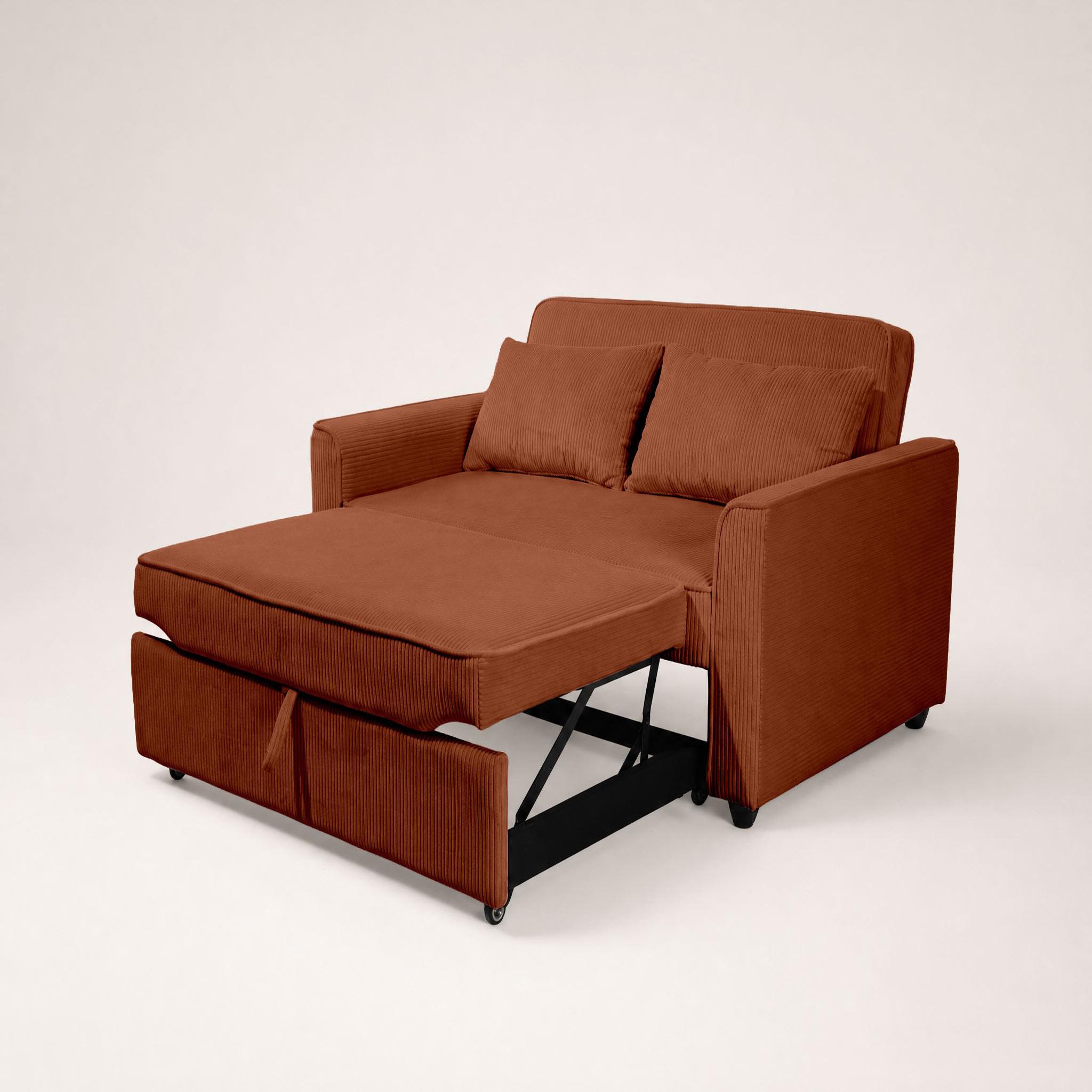 Voir la diapositive 4 : BEST MOBILIER Ernest - canapé droit 2 places convertible en velours côtelé