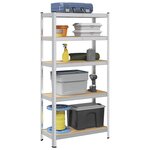 VIDAXL Etagere de rangement 5 niveaux Argente Acier et bois ingenierie
