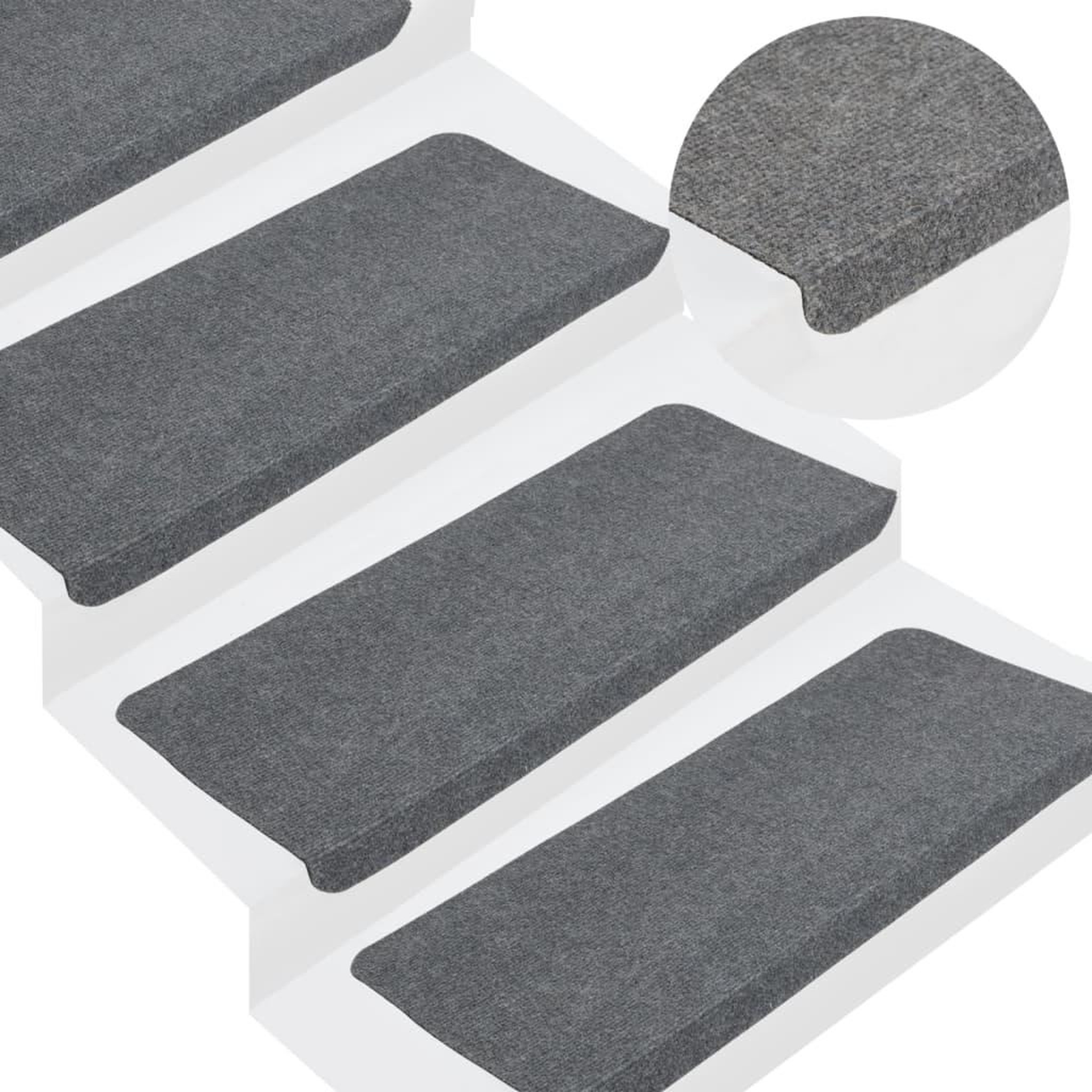 Voir la diapositive 1 : VIDAXL Tapis d'escalier autocollants 15 pcs 65x24,5x3,5 cm Gris