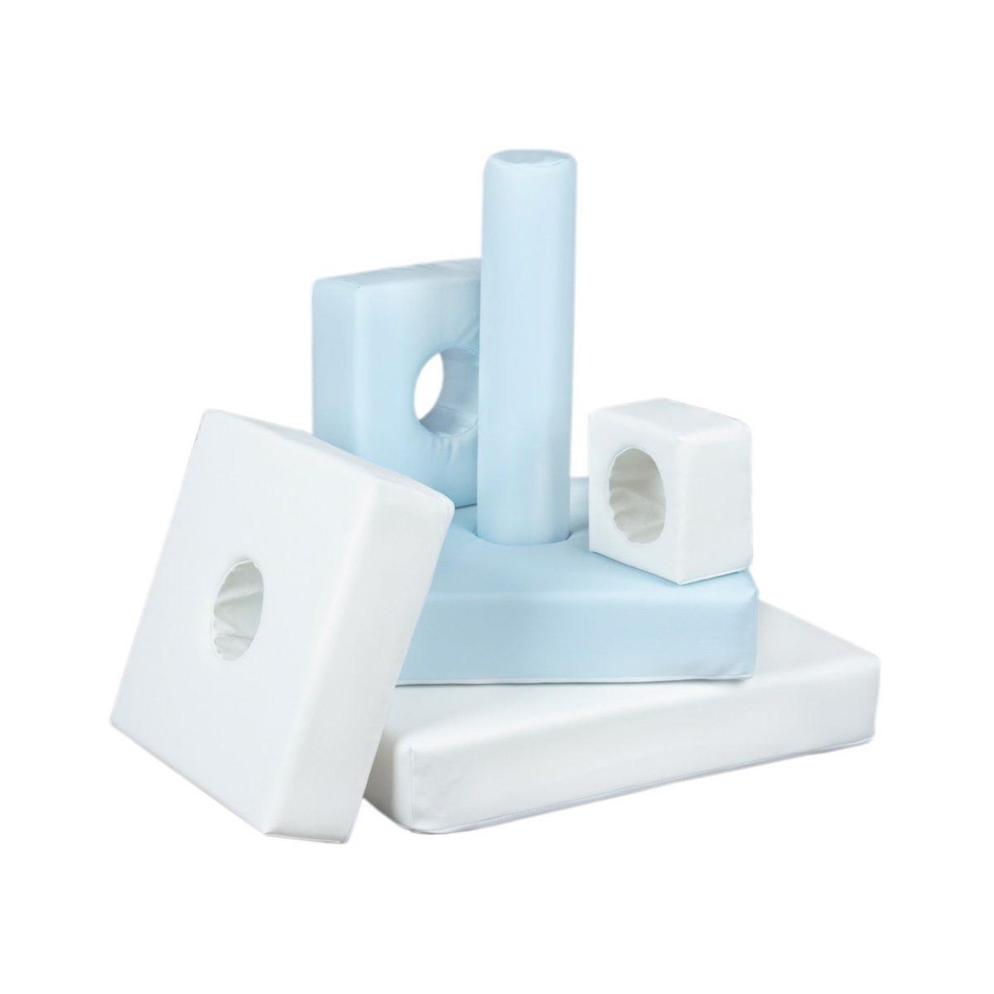 Voir la diapositive 3 : VELINDA Pyramide- lot de 6 gros blocs blanc bleu pastel