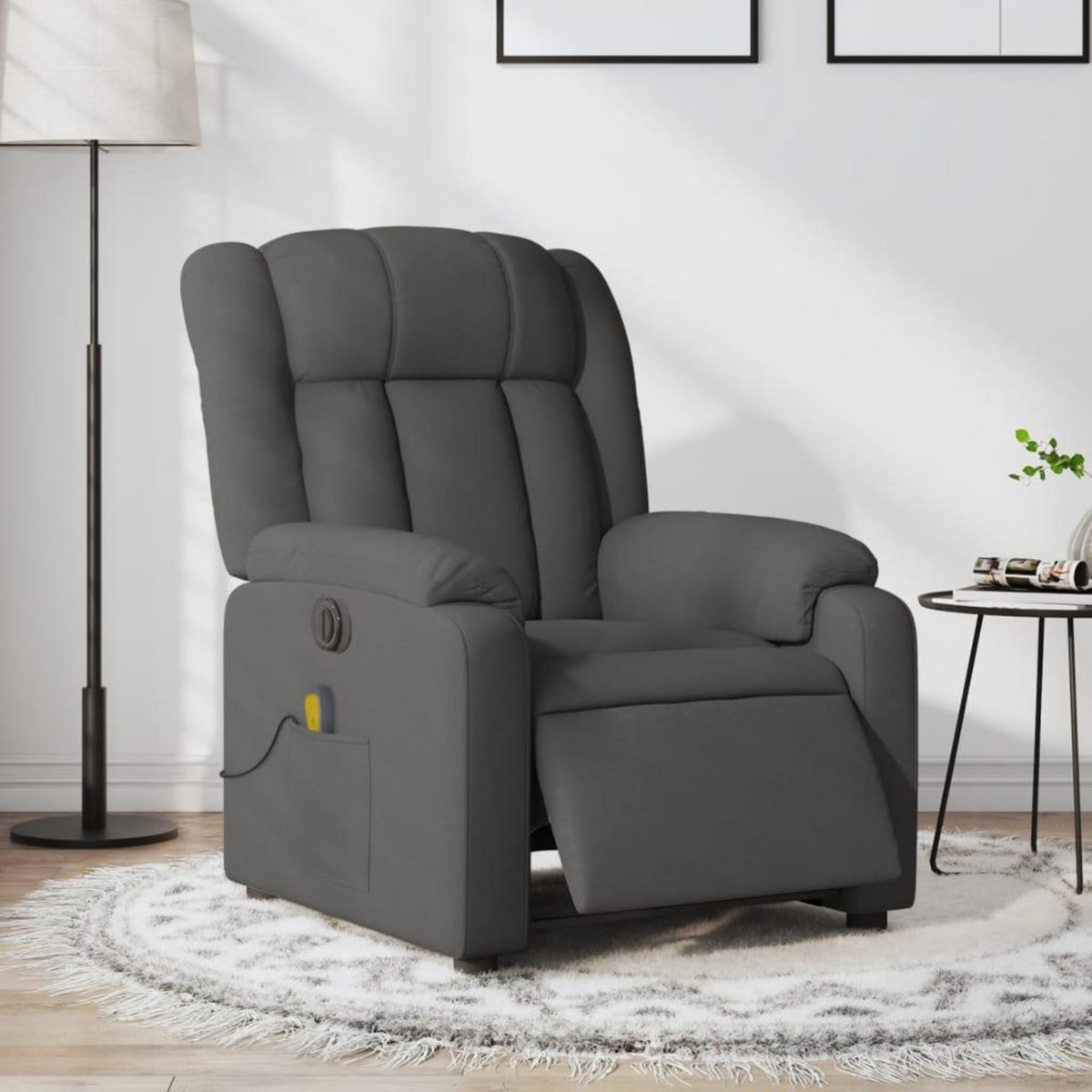 VIDAXL Fauteuil inclinable de massage electrique gris fonce tissu