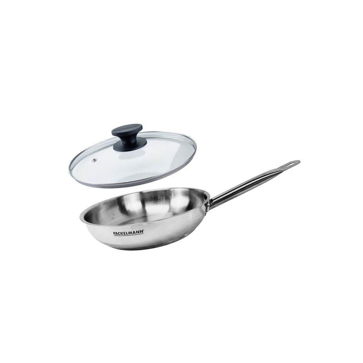 Fackelmann Set de 1 poêle de 24 cm en inox et couvercle en verre Fackelmann Eterna
