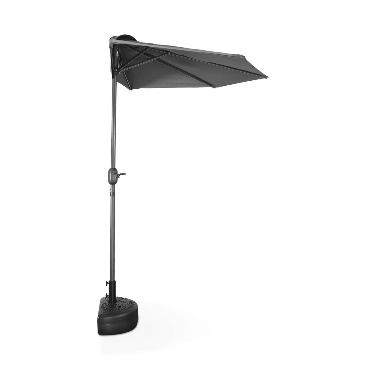 SWEEEK Parasol de balcon Ø250cm  – CALVI – Demi-parasol droit, mât central en aluminium avec manivelle d'ouverture