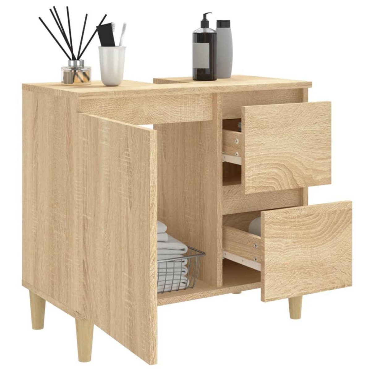 VIDAXL Armoire salle de bain chene sonoma 65x33x60 cm