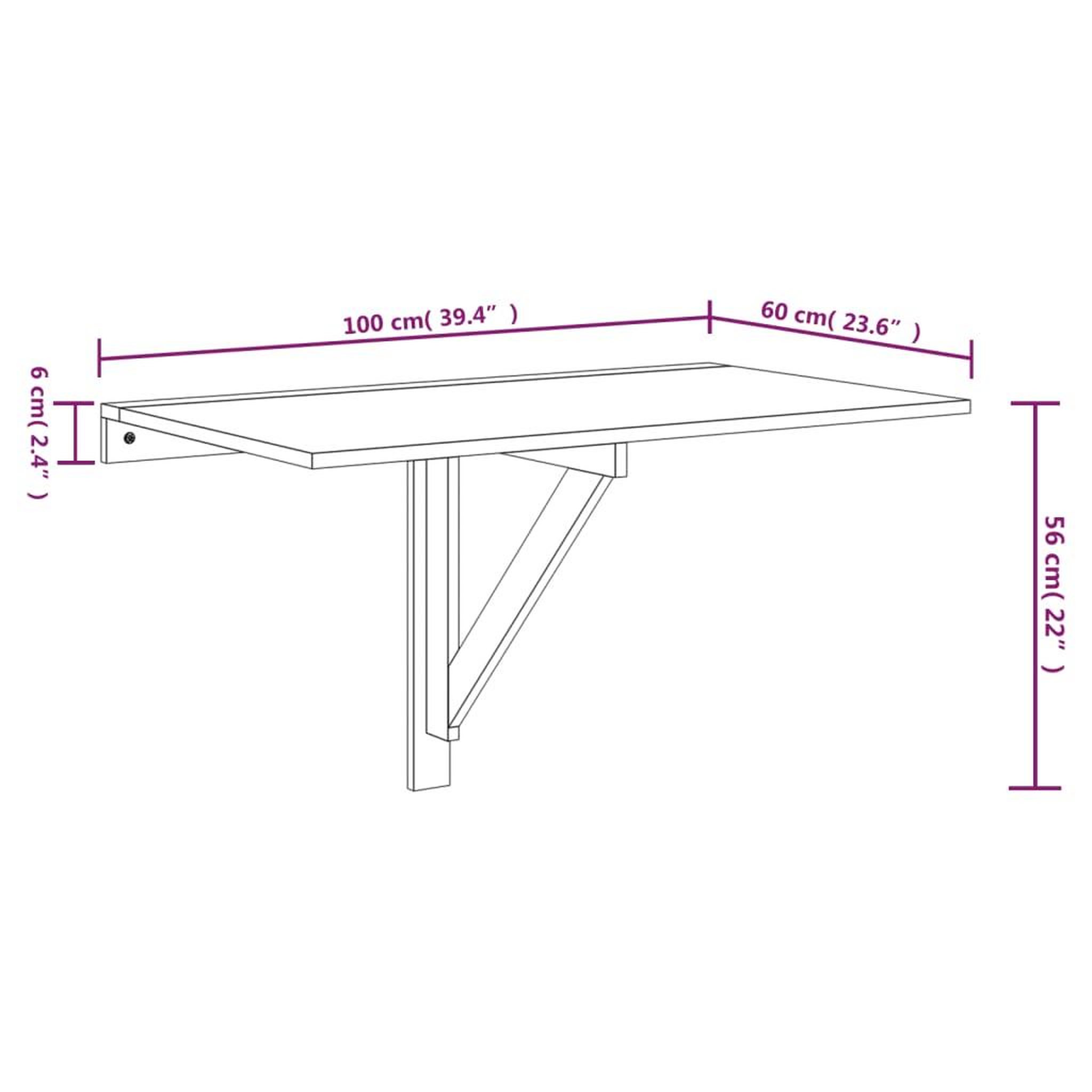 Voir la diapositive 6 : VIDAXL Table murale pliable Blanc brillant 100x60x56cm Bois ingenierie
