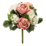  Bouquet de Fleurs  Vero  35cm Rose & Blanc