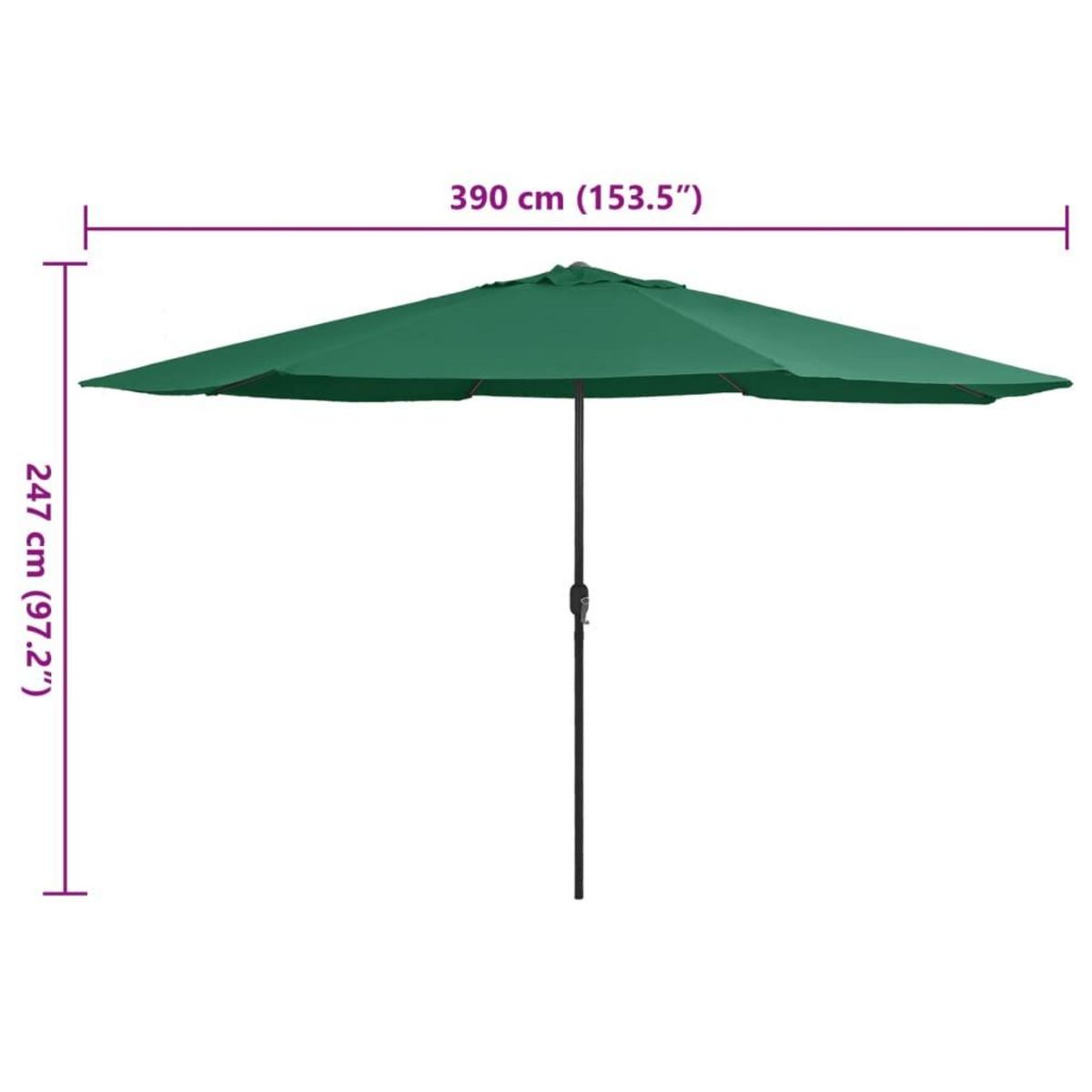 VIDAXL Parasol de jardin avec mat en metal 390 cm vert