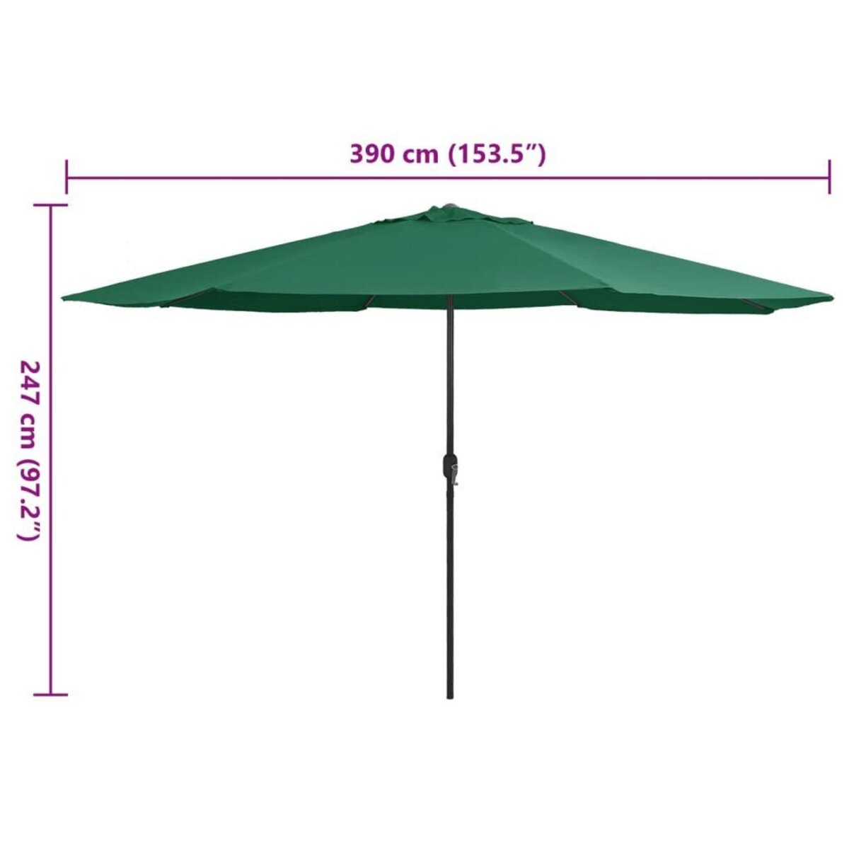 VIDAXL Parasol de jardin avec mat en metal 390 cm vert