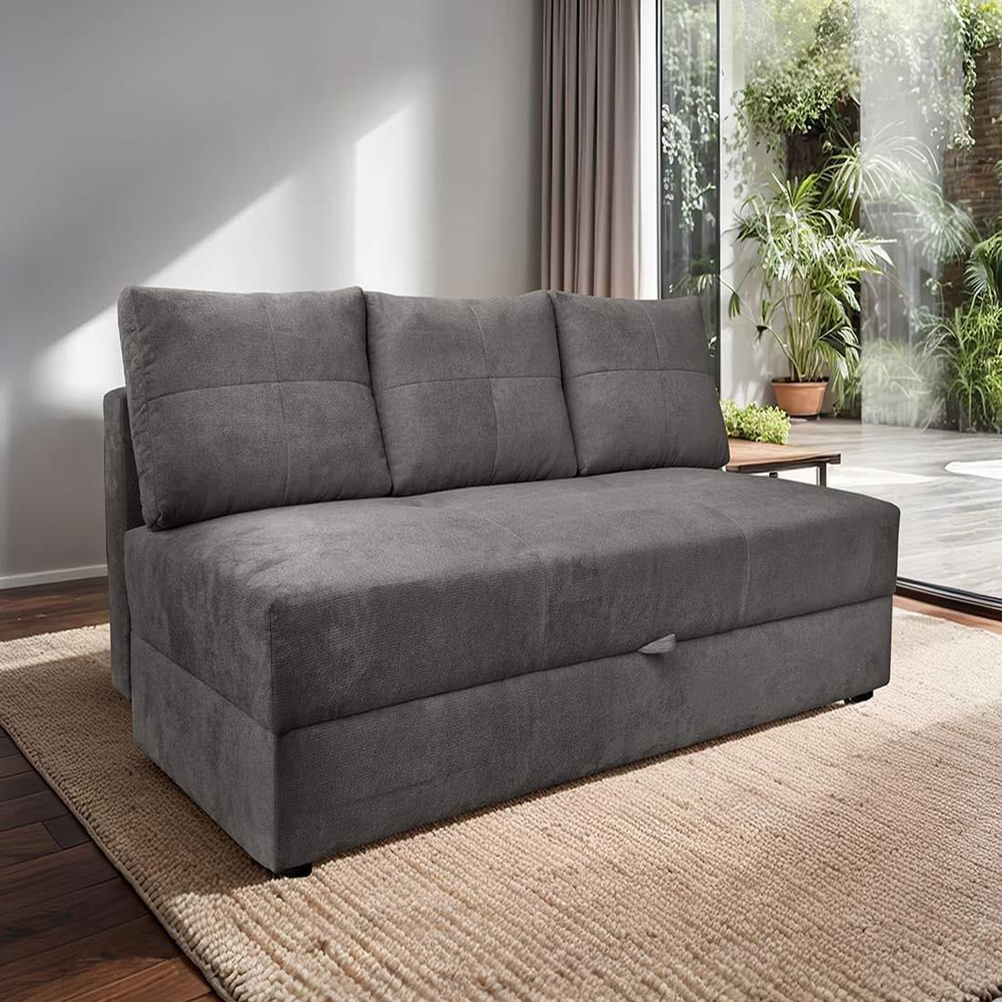 Voir la diapositive 1 : BEST MOBILIER Lucina - canapé droit 3 places - convertible avec coffre - en velours