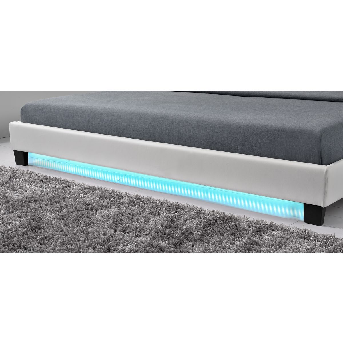 Lit LED avec tête de lit et sommier à lattes 160x200 cm MARTIN