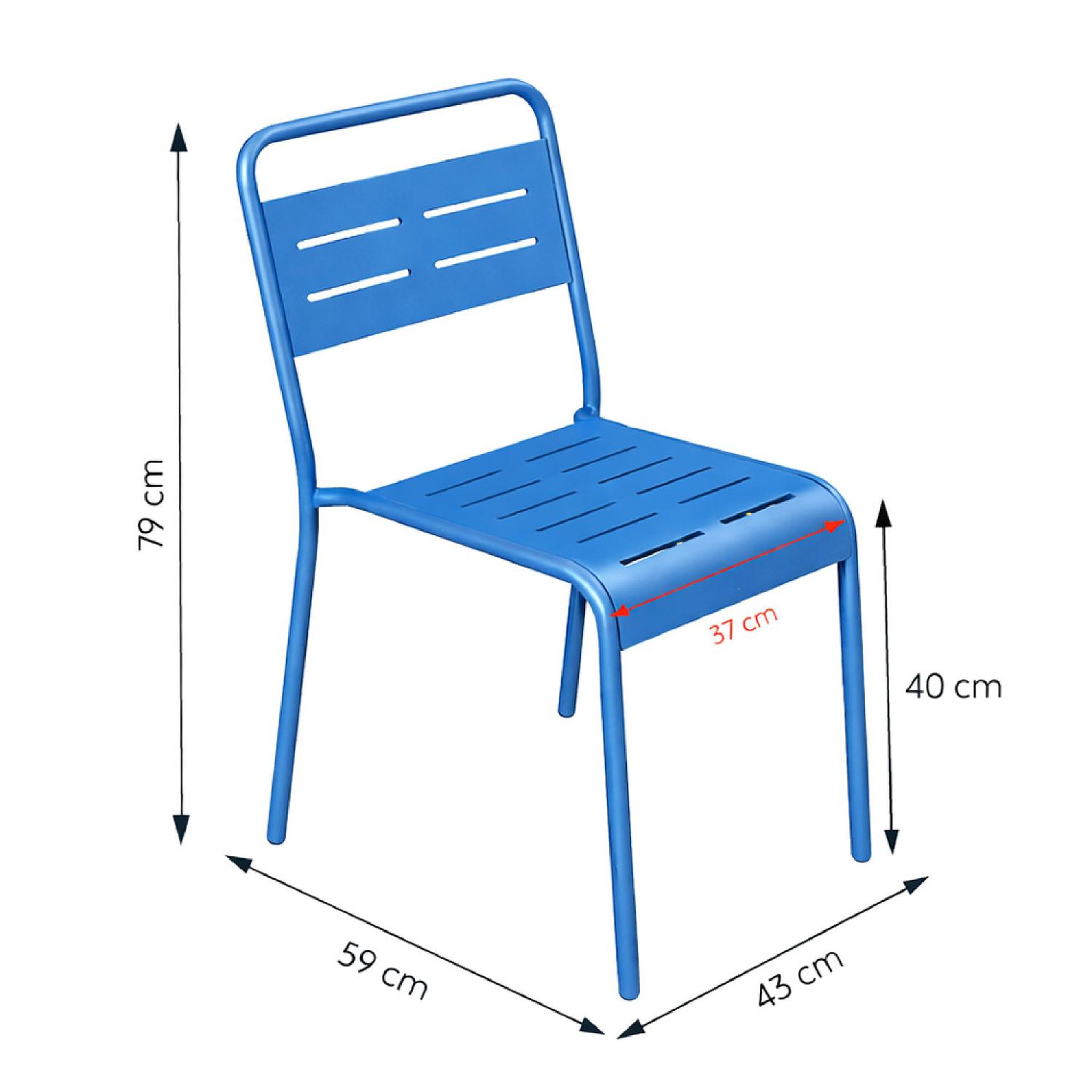 Voir la diapositive 4 : CONCEPT USINE Ensemble table de jardin 120 cm et 4 chaises bleu bergame