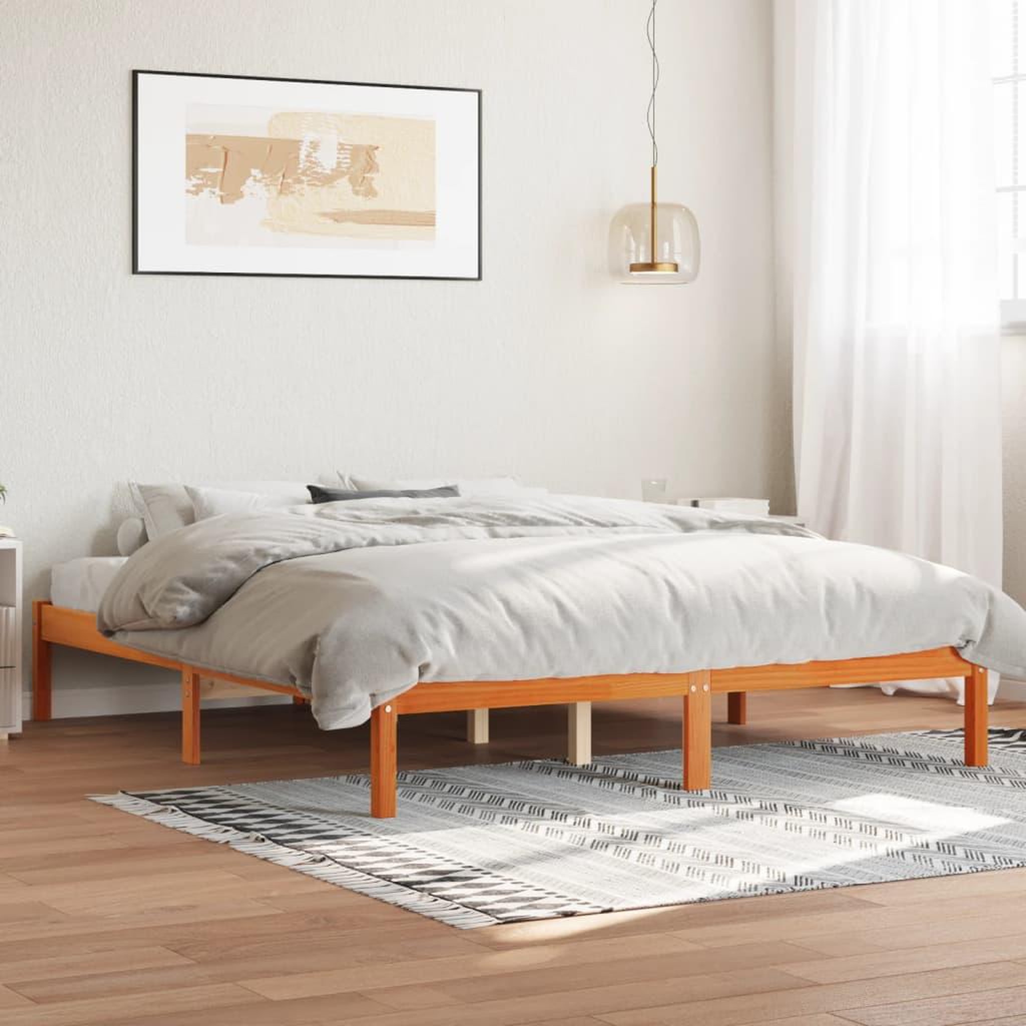 VIDAXL Cadre de lit sans matelas cire marron 150x200cm bois pin massif