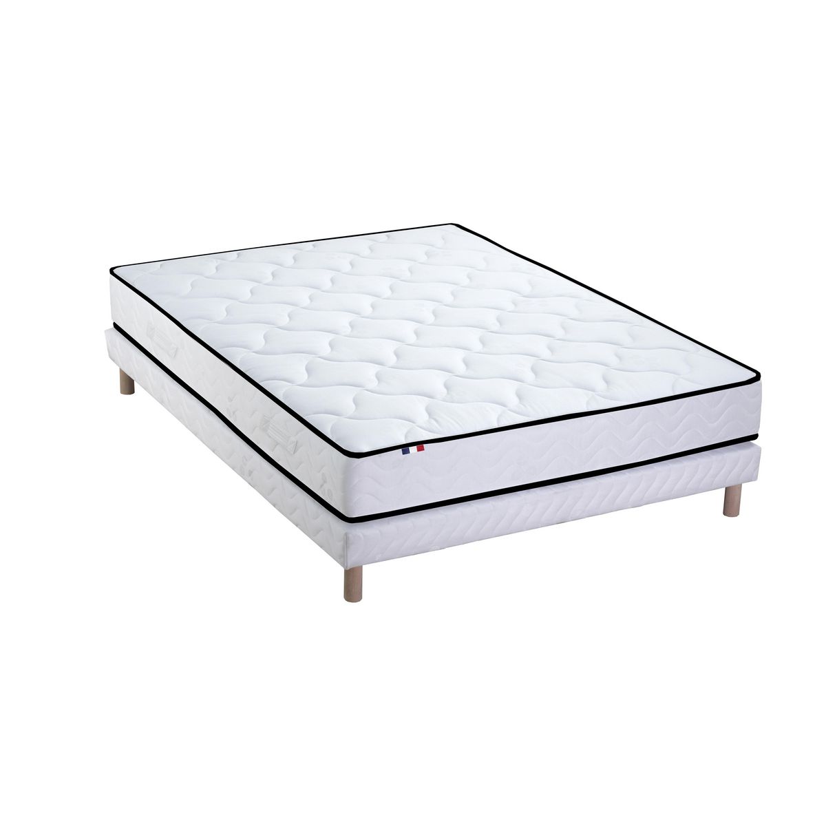 Ensemble matelas ressorts ensachés + sommier tapissier 160x200 cm ELOISE