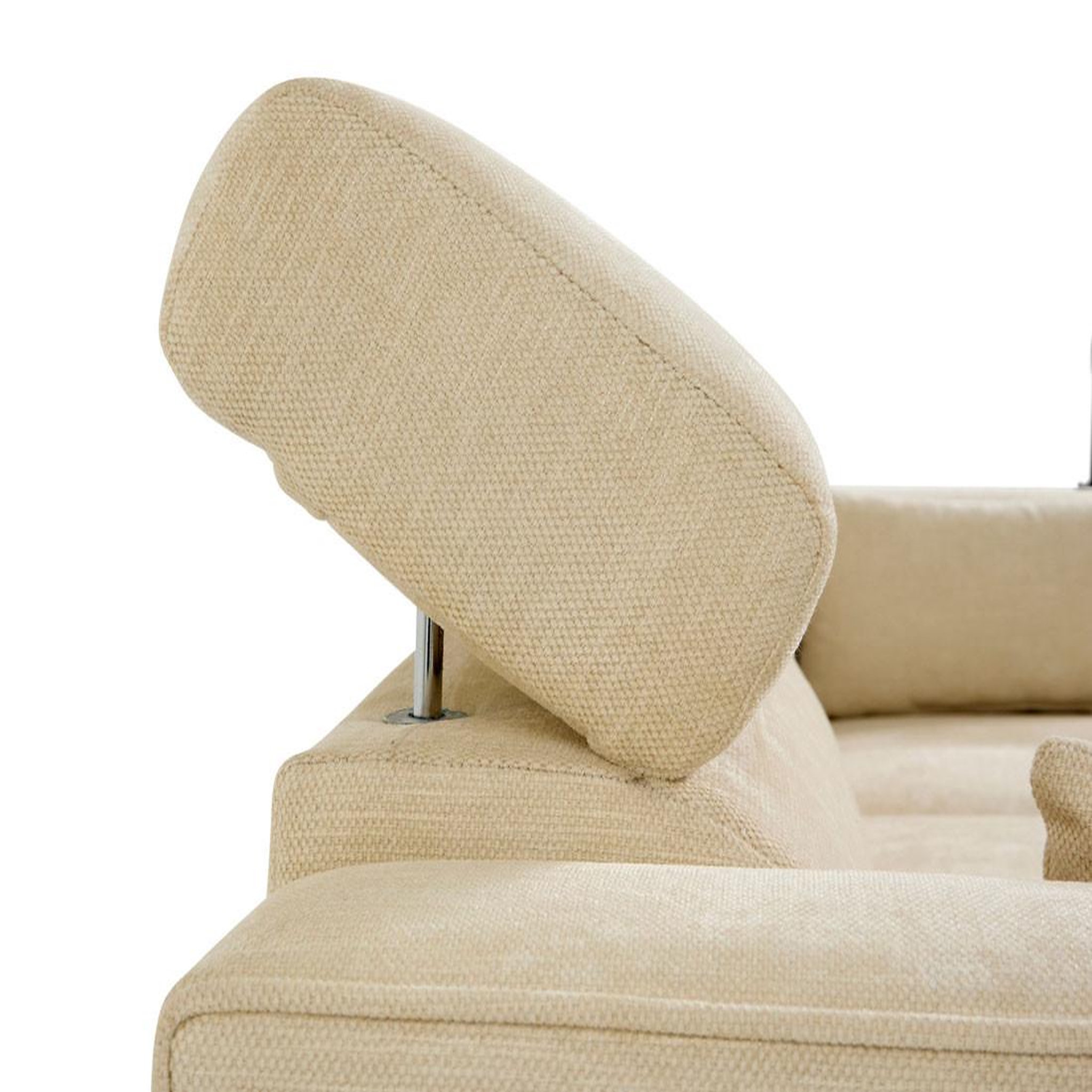 Voir la diapositive 4 : BEST MOBILIER Alicante - canapé d'angle réversible convertible avec têtières - coffre - 4 places - en tissu texturé