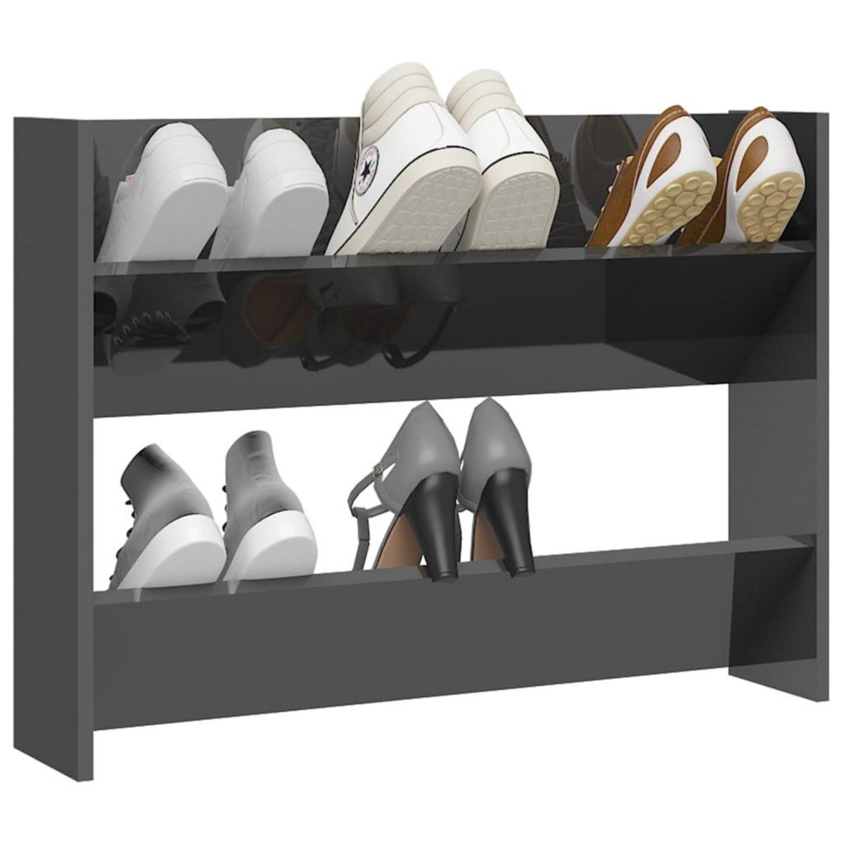 VIDAXL Armoire a chaussures murale gris brillant bois d'ingenierie